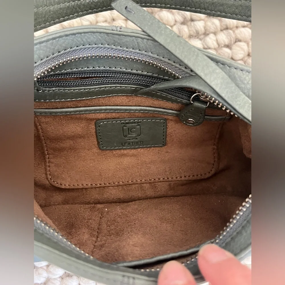 Liz Claiborne Olive Green Leather Shoulder Bag